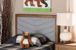 Gisa Light Gray Fabric Upholstered and Walnut Brown Twin Size Headboard - $1,877.10 MXN