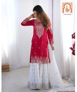 Title:* Designer White Sharara Set with Pink Top &amp; Dupatta - Party Wear ... - $74.99