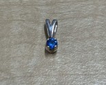 Vintage Sterling Silver Square Blue Glass Pendant Charm Estate Jewelry F... - $14.85