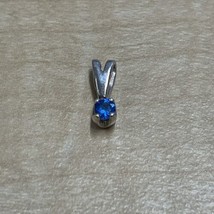 Vintage Sterling Silver Square Blue Glass Pendant Charm Estate Jewelry F... - £11.09 GBP