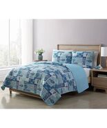 Full/Queen Aqua Blue Cream Beach Sea Shells Coral Fish Coastal 3-Piece Q... - €67,70 EUR