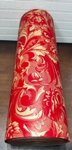 Vtg Department Store Gift Wrapping Paper RED Paisley Cabbage Rose Granny... - $175.25