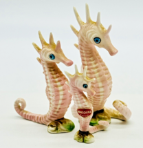 Vintage Bone China Pink Seahorse Figurine Set of 3 Japan Miniature Animals - £28.09 GBP