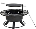 Black Bond Manufacturing 52124 Nightstar 32&quot; Round Steel Fire Pit With G... - £192.64 GBP