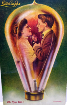 Victorian Couple Inside Light Bulb Fantasy Postcard Oh You Kid Lovelights 1910 - £10.90 GBP