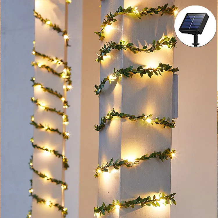 LED Fairy Lights Solar String Lights Outdoor Water Resistant Ivy Light  Green Pl - £51.36 GBP