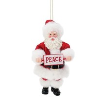 Possible Dreams Santa Ornament Peace Joy 6" High Hanging Resin PVC Collectible