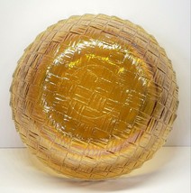 Vintage Indiana Glass Iridescent Carnival Glass Basket Weave Pattern 9&quot; ... - £21.18 GBP