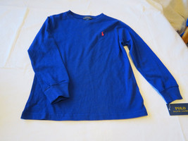 boy&#39;s Polo Ralph Lauren 5 Youth  Long Sleeve t shirt Blue TEE NWT Herita... - £15.99 GBP