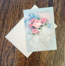 Vintage Bridal Shower Invitations Hallmark Blue Wedding Bells Ephemera 5... - $16.99