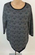 Sweater Size Large Black Silver Metallic Gray 3/4 Sleeve Joan Vass - £11.19 GBP