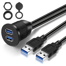 Double Ports Usb 3.0 Car Flush Mount Cable, Usb Dash Mount Adapter Male To Femal - £14.91 GBP