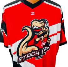Stack Up Video Game 2XL Dinosaur T Rex Jersey T Shirt Stream Team Veterans - £23.59 GBP