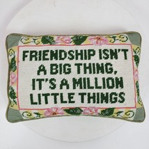 Vintage 1960 Hand Stitch Friendship Throw Pillow 12x8 Inch - $36.47