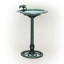 Outdoor Polypropylene Weather Resistant Bird Bath in Dark Green Finish - $2,162.15 MXN