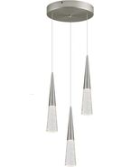 JoollySun Modern Crystal Pendant Light: Brushed Nickel 3 Cluster Hanging... - $118.74