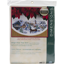 Dimensions Counted Cross Stitch Kit 45&quot; Round Sleigh Ride Tree Skirt (11 Count) - £40.76 GBP