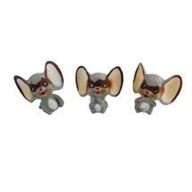 Vintage Big Ear Mouse Figurines Set of 3 Gray w Brown Mask Fairy Garden Mice - £18.84 GBP
