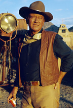 John Wayne in El Dorado on movie set by camera western clothes stetson c... - $23.99