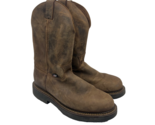 Justin Original Men&#39;s Balusters Pull-On Work Boots Brown Gaucho Size 11D - $94.99