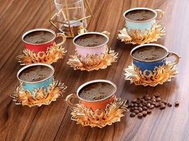 LaModaHome Espresso Coffee Cups with Saucers Set of 6, Porcelain Turkish Arabic  - £58.80 GBP
