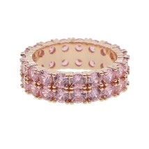 Romantic pink pinky Crystal full CZ Two-layer Luxury rings for women Bridal 2021 - £13.57 GBP