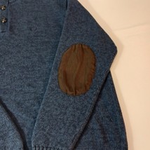 Chaps Men’s Cotton Blue 1/4 Button Pullover Sweater VGUC Elbow Patches Size XL image 10