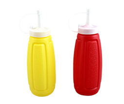 Dependable Industries 2 Piece Plastic Squeeze Mustard Ketchup Salad Dressing Con - £5.46 GBP