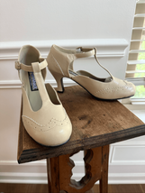 Funtasma Bone Cream T-Strap Kitten Heel Flapper Shoes 8 - $36.00