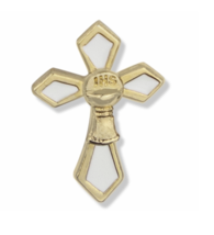 Polished Brass And Enameled Cross With Chalice Lapel Pin - £19.90 GBP