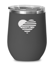 Wine Tumbler Stainless Steel Insulated Funny Wrestling USA Flag Sports  - £19.94 GBP