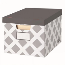 3-Count Decorative, Letter/Legal File Box, Grey, Diamond Design with Gre... - $23.97