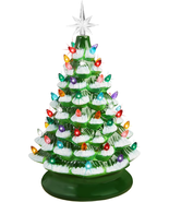15&quot; Ceramic Christmas Tree Pre-Lit Hand-Painted Tabletop Holiday Décor F... - $59.57
