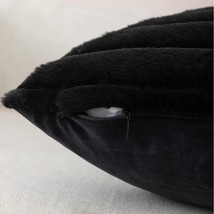 ZLINA Set of 2 Faux Fur Plush Black Throw Pillow Covers Fluffy Striped Pillowcas - £28.76 GBP