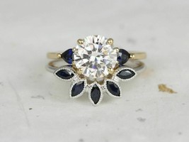 2.00Ct Round Cut Engagement Ring Created Sapphire 925 Silver Love Wedding Ring - £77.08 GBP