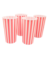 Pool Patio Heavy Plastic 16 Ounce Tumbler Cups Red Stripe 4 Pack - $14.99