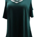 Dido Women Cold Shoulder Criss Cross Blouse Size 2XL Green - $17.81