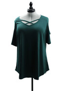 Dido Women Cold Shoulder Criss Cross Blouse Size 2XL Green - $17.81
