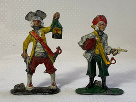 Metal Vtg Pirate Figurines Black Beard &amp; Red Dog Hong Kong Swashbucklers Display - £23.91 GBP