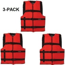 Life Jackets 3 Red Adult Large Type III Universal Boating Vest Ski Jacke... - $68.28