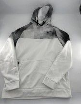 Nike Sweatshirt Mens Medium White Black Standard Fit Pullover Hoodie Swoosh - $458.30 MXN