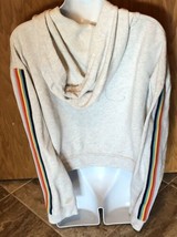 Aeropostale Womens XL Cropped Cardigan Sweatshirt Hoodie Gray Rainbow Sleeves - £10.82 GBP