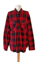 Wrangler Authentics Men's Button Down Flannel Shirt Red Black Plaid Sz Medium - £21.47 GBP
