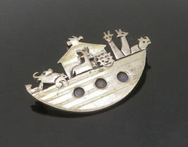 925 Sterling Silver - Vintage Noah&#39;s Arc Theme Religious Brooch Pin - BP6570 - £65.04 GBP