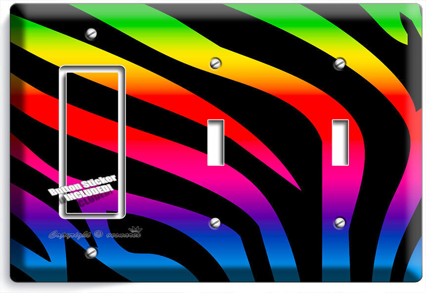 RAINBOW ZEBRA STRIPES ANIMAL PRINT LIGHT SWITCH OUTLET WALL PLATE HOME ART DECOR Item image 5
