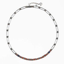 17&quot; Retro Southwestern Touch of Santa Fe sterling channel inlay necklace - $379.42