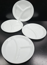 4 Corelle Winter Frost White 8.5&quot; Grill Plates Set Corning Divided Dish Ware Lot - £39.30 GBP