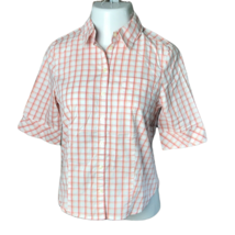 Attention Button Up Collared Shirt ~ Sz 10 ~ Pink, Orange, White ~ Plaid - £10.78 GBP