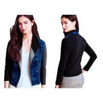 $189 Anthropologie Alpaca Bl Moto Jacket Small 2 4 Black Blue Zip Colorb... - $67.91