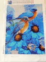 Diamond Art Painting COMPLETED HANDMADE 2 Blue Birds Canvas 12” x 16&quot; - £29.46 GBP